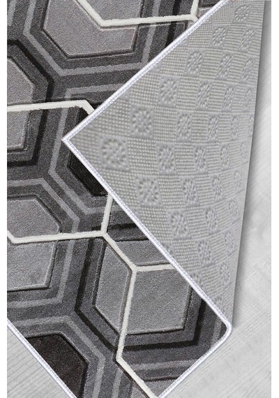 Rovigo Home Dijital Baskı Yıkanabilir Kaymaz Taban Salon Halısı Rvg0563 Siyah