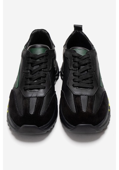 Marcomen Erkek Kalın Taban Bağcıklı Sneaker Gerçek Deri Mc 21616 Siyah/yeşil Siyah - Yeşil