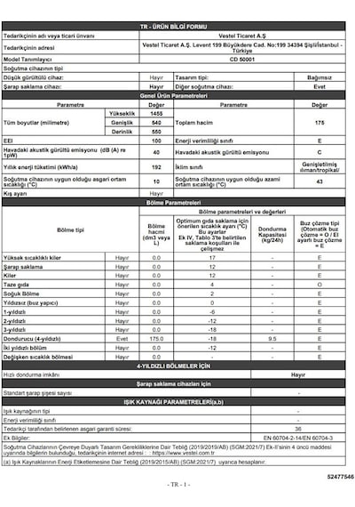 Regal CD 50001 Dikey Derin Dondurucu