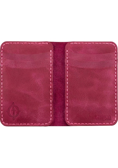 Twingold İsme Özel Dikey Mini Cüzdan - %100 Rainbow Deri - A010005 - Fuşya Fuşya