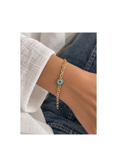 Gold 14k Altın Kaplamalı Jewelry Nazar Boncuklu Bileklik Altın