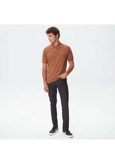 Lacoste Erkek Klasik Pike Kumaş Polo T-shirt Kahverengi