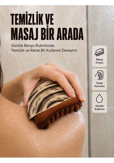 Mey İthalat Vücut Temizleme Fırçası Ergonomik Elde Tutulan Yumuşak Kıllı Fırçası