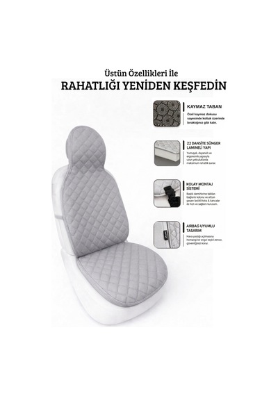 Oto Ön Koltuk Tekli Minder Terletmez Kolay Montaj Universal Koruyucu Kılıf Kumaş 83226038