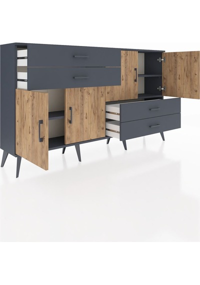 Arges Konsol 3 Raflı 4 Çekmeceli 4 Kapaklı 176x30x99 Antrasit-çam/antrasit Atlas Çam/antrasıt - Antrasıt Arges Konsol 3 Raflı 4 Çekmeceli 4 Kapaklı 176x30x99 Antrasit-çam/antrasit Atlas Çam/antrasıt - Antrasıt