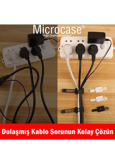 Microcase Kendinden Yapışkanlı Microcase Ayarlanabilir Yapışkanlı Kablo Düzenleyici Ve Sabitleyici Klips 10 Adet Al5409 Siyah
