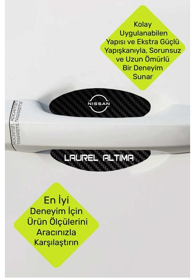 Nissan Laurel Altima İçin Özel Tasarım Karbon Kaplama Kapı İçi Çizik Önleyici Şık Folyo Seti Laurel Altima Yazılı 4 Adet