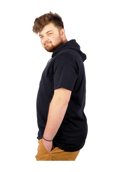 Mode Xl Büyük Beden Oversize Tshirt Kapşon Basic 21115 Lacivert 001