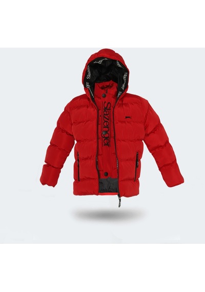 Slazenger NEONS Çocuk Kapüşonlu Şişme Kırmızı Mont & Kaban
