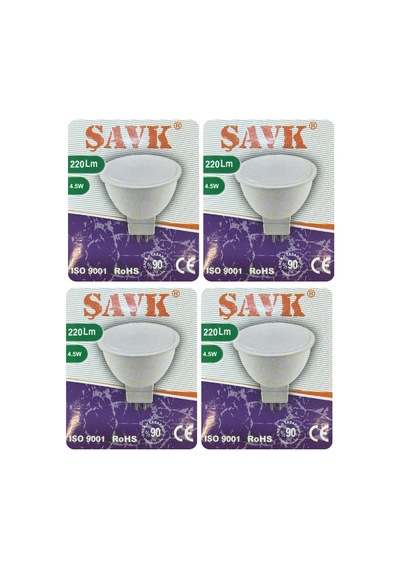 4 Adet Şavk 12volt Ac/dc 4,5w 22w Beyaz Işık 6500k Gu5.3 Duylu İğne Bacak Led Çanak Ampul
