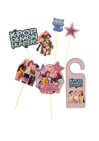 Schulzz Party K-pop Demon Hunters Temalı Mega Set Pasta Süsü 7 Parça +3