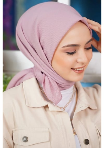 Melodi Scarf Kadın Tesettür Mio Caz Eşarp Hijab Pudra Pudra