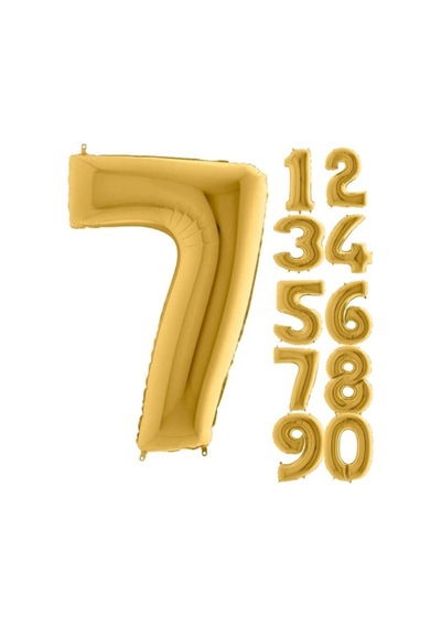 7 Yaş Rakam Folyo Balon Gold 100 CM .Doğum Günü. Yaşgünü. Parti.