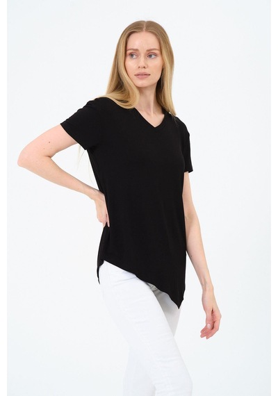Kadın Kısa Kollu Oversize V Yaka T-şhirt Çok Renkli