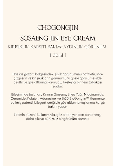 Missha Chogongjin Oryantal Bitkisel İçerikli  Göz Kremi 30 ML