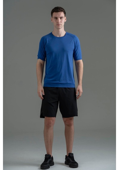 Maraton Slimfit Erkek Bisiklet Yaka Saks- T-shirt Saks-