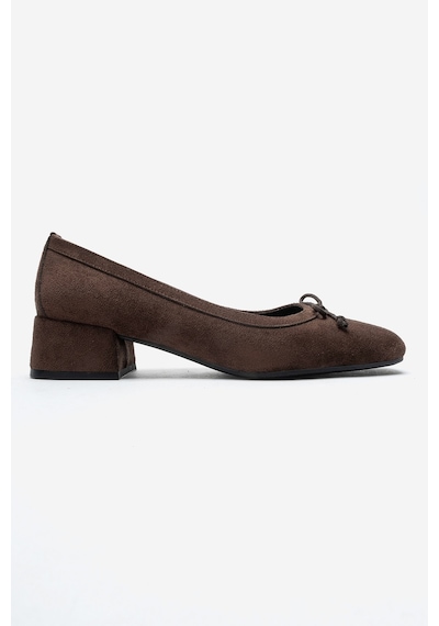 Luvi Shoes Gıpsy Kahverengi Süet Fiyonklu Kadın Topuklu Ayakkabı