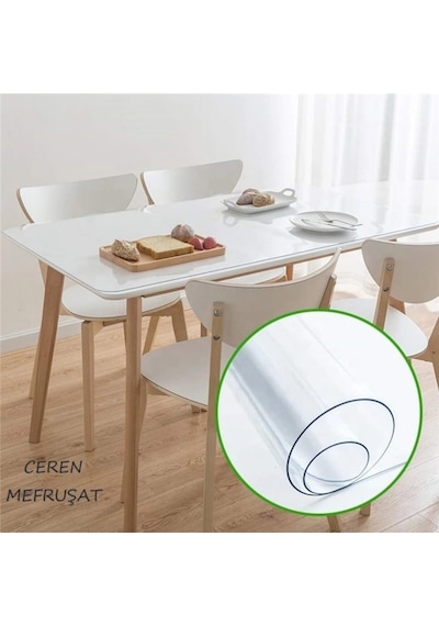 Ceren Muşamba Şeffaf 1.4 MM Kalın Pvc Kaymaz Masa Örtüsü Koruyucu
