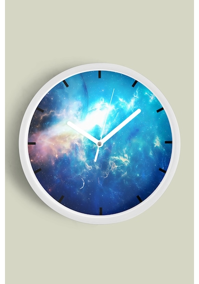 Yıldız Tozu Modern Tasarım Duvar Saati - 25cm - Önü Camlı Beyaz Kasa - Sessiz Mekanizma-jh0276 Beyaz