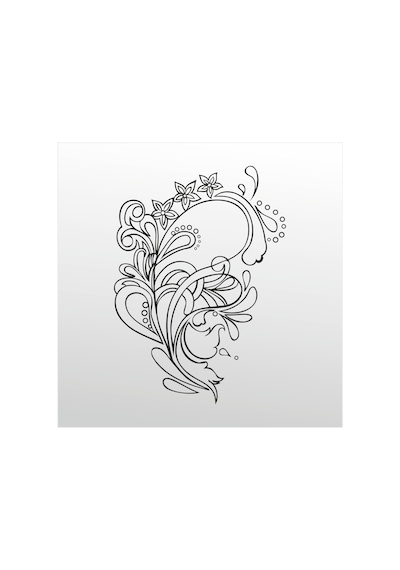 Folyo Sticker Çiçek Deseni Adkpquy334 100cm Uzunluk Siyah