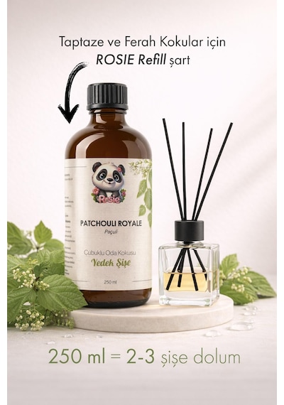 Rosie Patchouli Royale Çubuklu Oda Kokusu Yedek Şişe 250 Ml Paçuli & Amber Notalı Yedek Şişe Fresh