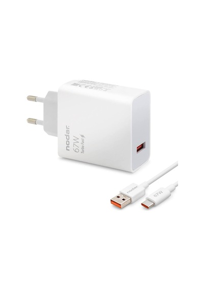 Type-c Hızlı Şarj Seti 67w Usb Adaptörlü 95 Cm Pvc Kablolu Beyaz Nd1008 Evimdeyokyok