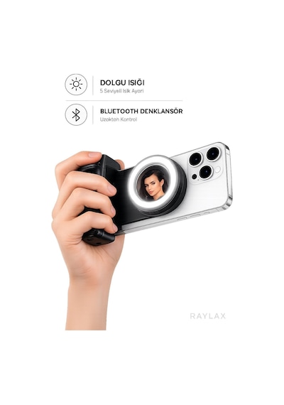 Manyetik Telefon Tutucu Selfie Işığı Bluetooth Kumandalı Tiktok Instagram Çekim Aparatı