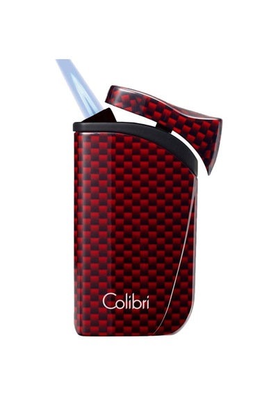 Colibri Falcon Tek Torch Pürmüz Karbon Desenli Kırmızı Puro Çakmağı