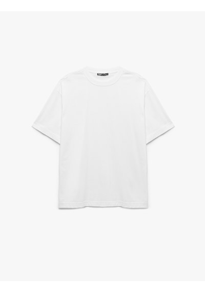 Koton Kısa Kollu Bisiklet Yaka Pamuklu Basic Oversize Tişört Beyaz 6wam10087hk Beyaz