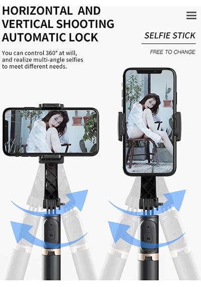 Bluetooth Kumandalı Gimbal Tripod Selfie Çubuğu / 86cm / 360 Dö