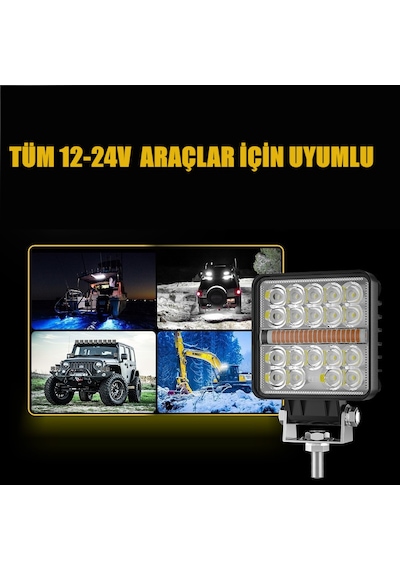 Off Road Çakarlı Drl Gündüz Led Kare Çalışma Lambası Ve Sis Farı