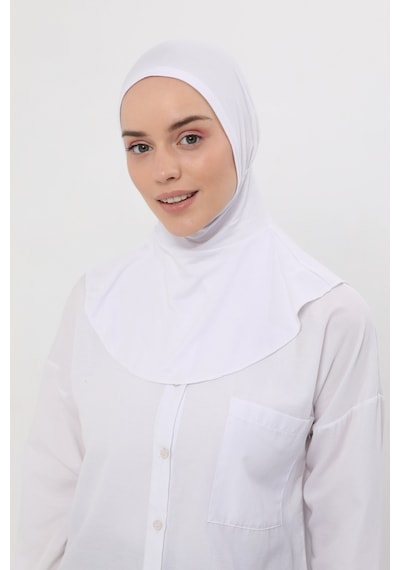 Altobeh Kadın Tesettür Pratik Boyunluklu Hijab - Sporcu Bone Beyaz