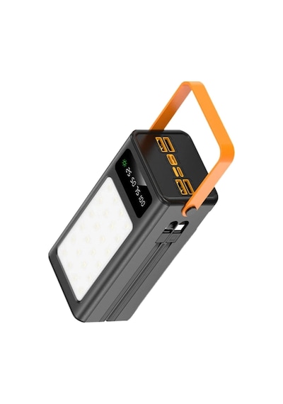 Pw-125 50.000 Mah Solar Powerbank Güneş Enerjili Dahili Kablolu Led Fenerli Type-c Usb Taşınabilir Şarj Cihazı Çok Renkli