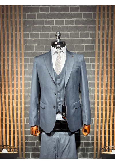 Dupont Classics Dupont Erkek Slim Fit 6 Drop Filafil Viskon Sivri Yaka Çift Yırtmaç Yelekli Takım Elbise Çelik Mavisi Dupont Classics Dupont Erkek Slim Fit 6 Drop Filafil Viskon Sivri Yaka Çift Yırtmaç Yelekli Takım Elbise Çelik Mavisi