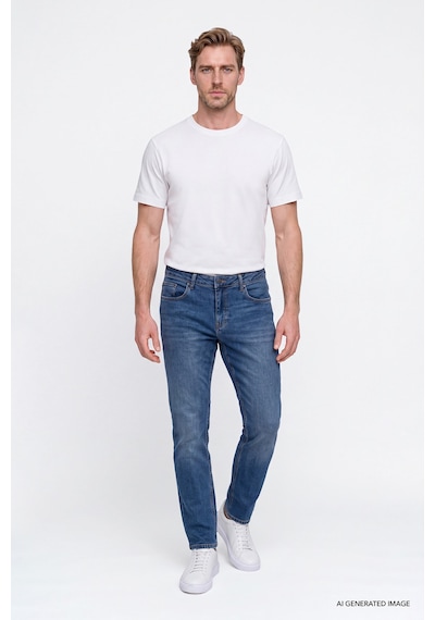 Ac&Co / Altınyıldız Classics Erkek Lacı Pamuklu Comfort Fit Rahat Kesim 5 Cepli Esnek Rahat Jean Kot Denim Pantolon