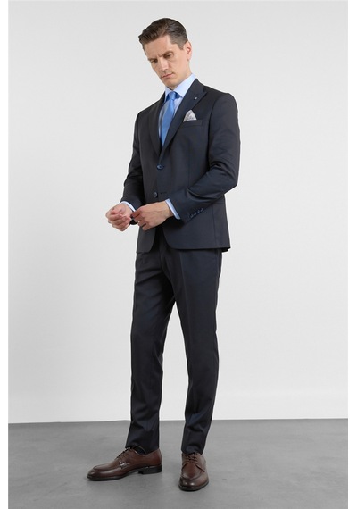 İmza Lacivert Kırlangıç Yaka 6 Drop Slim Fit Tam Astar Esnek Takım Elbise 1001260153