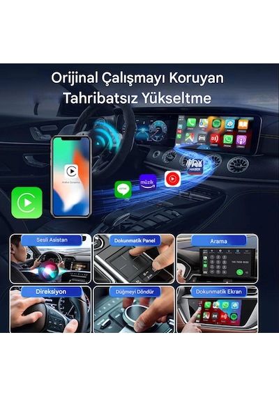 Mini 5 Pro Kablosuz Araç Adaptörü 2in1 Carplay & Android Auto