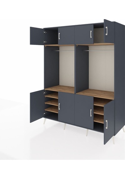 Kronos Gardrop 10 Raflı 8 Kapaklı 2 Askılı 176x59x221 Antrasit-antrasit/çam Antrasit/çam Kronos Gardrop 10 Raflı 8 Kapaklı 2 Askılı 176x59x221 Antrasit-antrasit/çam Antrasit/çam
