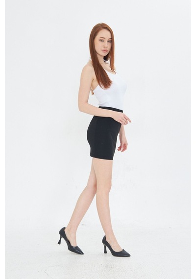 Lesa Wear Yüksek Bel Likralı Mini Etek Siyah