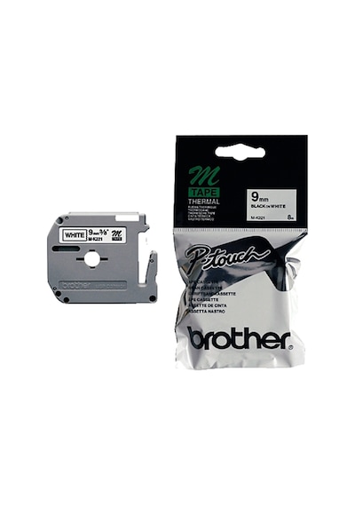 Brother P-Touch M-K221 M-Tape 9 MM Beyaz Üzerine Siyah Kağıt Etiket