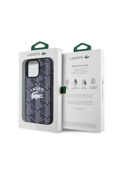 Apple iPhone 16 Pro Max Uyumlu Kılıf Lacoste  Lisanslı Magsafe Özellikli Mono Vintage Logo Lacivert