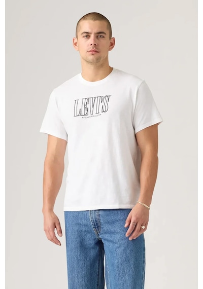 Levi's Erkek Baskılı Bisiklet Yaka Relaxed Fit Beyaz T-shirt - A2082-0294 Beyaz