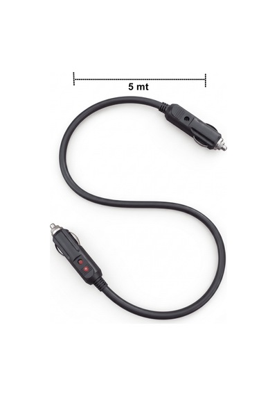 Araç Çakmaklık Uzatma Kablosu Erkek+erkek 12-24 Volt 16 Amper 2 X1 Mm Ttr Bakır 5 Mt-siyah