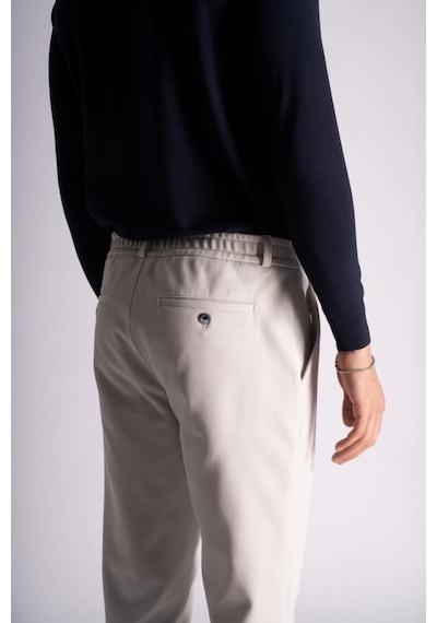 Beli Lastikli Slim Fit Dokulu Chino Pantolon Taş Taş
