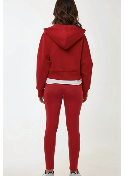 Hiccup Rahat Kesim Kapüşonlu Fermuarlı Hoodie Kırmızı