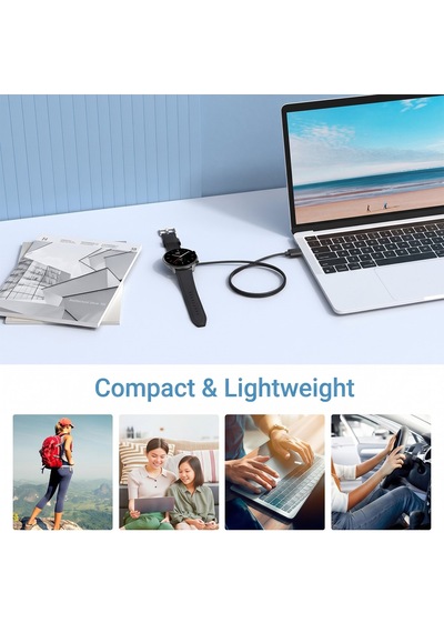 Caseonn Amazfit Bip 5 Unity Manyetik Usb Hızlı Şarj Kablosu Siyah