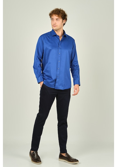 Figs Erkek Slim Fit Uzun Kollu Pamuklu Parlak Kumaş Gömlek 0013 Saks Saks