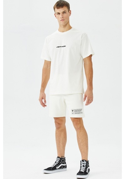 Urban Theory Printed Men's Short Erkek Pamuk Spor Şort Beyaz