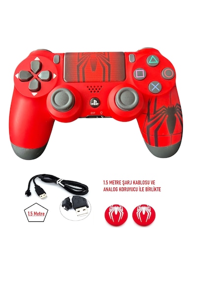 Playstation Dualshock 4 V2 Ps4 Oyun Kolu Siyah Pc + Ps4 1.5mt Şarj Kablosu Ve Analog Koruyucu