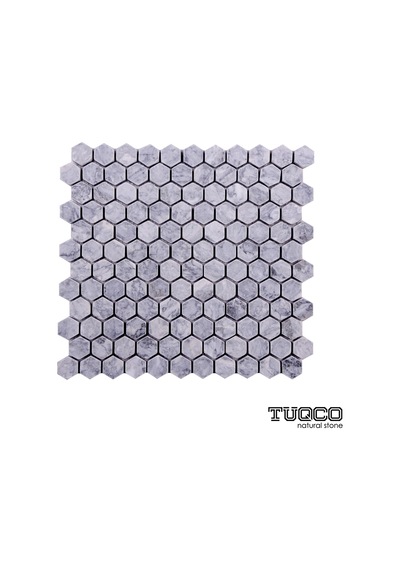 1’’ Hexagon Gümüş Eskitme Mermer Mozaik